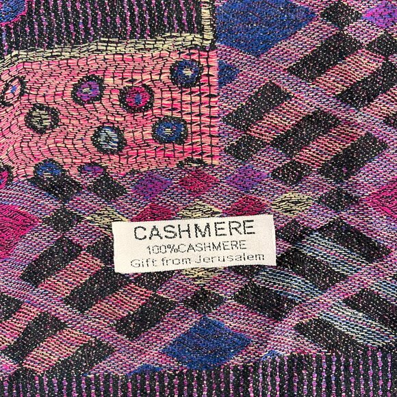 Purple Paisley 100% Cashmere Oversized Shawl Scarf Jerusalem - Picture 4 of 12